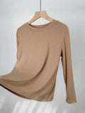 Toloer Comfortable Super Soft Modal Cotton Long Sleeve T-Shirt Women's Spring New Solid Color Round Collar With A Bottom