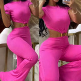 Toloer 2023 Women's Sexy Round Collar Open Back Slim And Hip Solid Color Jumpsuit