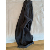 Temperament Gray High-Waisted Striped Curly-Fried Casual Pants Women's Spring And Autumn New Commuter Loose Broad-Legged