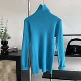 Women's Turtleneck Solid Bottomed Knit Shirt 2022 Autumn Winter Korean Style Simple 8-color