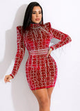 Winter Sexy Beaded Velvet long Sleeve Tassels Bodycon Club
