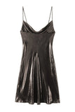 Cowl Neck Metallic Slip Mini