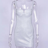 Women's Sexy Glitter Sequined Dress Bodycon Sleeveless Evening Party Sequins Strappy Short Mini Dresses-Outfit