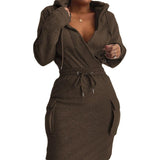 Toloer Women's Wear Early Spring 2024 New Temperament Elegant Solid Color Hooded Rope Top Slim Suit