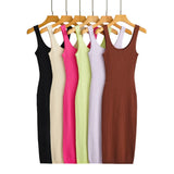 Trendy Women's Dress Fashion Temperament Solid Color Tight Spicy Girl Hip Skirt Sleeveless Back Skirt-Outfit