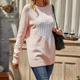 Toloer / Winter Women's Knit Sweater Plus Size Love Knit Long Sleeve Jumper Sweater