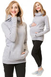 2025 New Lactation Wears Pregnant Women With Thick Hooded Long-Sleeved Half-Finger