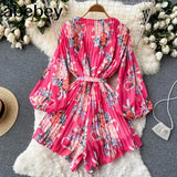 Women Elegant Outfits Bodysuit Long Sleeve Female Jumpsuit clothes Overalls Summer Rompers party Clothing shorts