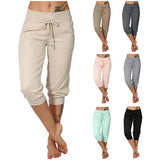 Women's Seven-Cent Pants, Leisure, Slim, High-Waisted Rope Pocket, Sports Pants, Fitness Training, Running Casual Pants-Outfit
