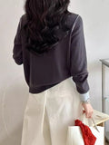 Round-Neck Knitted Cardigan Women Autumn Small Senior Design Sense Color Long-Sleeved Sweater Coat