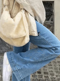 Mid Waist Washed Boyfriend Jeans-Outfit