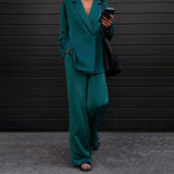 Toloer Wind 2023 New Fashion Casual Vertical Satin Suit Trousers Two Sets Of Women's High-End-Outfit