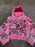 Tatry RIGHTEOUS Cartoon Printed Hooded Zipper Zip-Up Casual New
