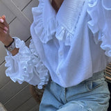 Toloer Women's Wear Early Spring 2024 New Palace Lantern Sleeve Women's Shirt Casual Doll Collar Cotton White Shirt-Outfit