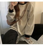90s Striped Oversized Long Sleeve Tee-Outfit