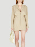 Toloer Careful Machine Sexy Wind 2024 Autumn New Hollow Out Waist Show Thin A Button Suit Solid Color Coat Female-Outfit