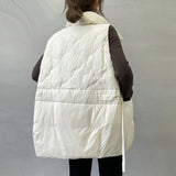 Down Vest Female Wear 2024 Winter Standing Collar Design Feeling Ribbon Warm Vest White Duck Velvet Vest-Outfit