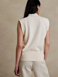 Toloer New Women's Solid Color Half High Neck Sleeveless Vest Fashion Simple Knit Loose-Outfit