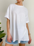 Loose Open Fork Cotton Short-Sleeved T-Shirt Women Comfortable Round Neck Solid Color T Hot