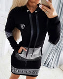 Winter Fashion Black Rhinestone Long Sleeve With Hood