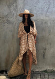 Toloer And White Tie-Dyed Cardigan Beach Dress Bikini Blouse Swimsuit With Cardigan Sunscreen Holiday