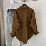 Shirt Women Loose Design Small Long Sleeves Long Folded Wearing Solid Shirt Outside The Shirt On The