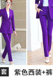 Women Elegant Temperament Long Sleeve Lapel Blazer Or Pants Casual Solid Color Business Occupation Office Clothing