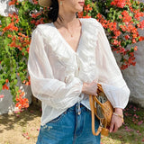 Spring Women's New White French Shirt Women's Long Sleeves Changfeng Shenzhen South Oil Shirt Women's