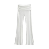Trendy Women's Wear In Spring, The New Double-Layer Waist-Turning Sports Leisure Pants, Spicy Girls' Stretch Slimming Micro-Horn Trousers-Outfit