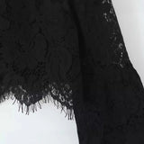 2025 New Women's Fashion Simple Collar Long-Sleeved Lace Shirt