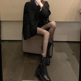 [With Diamonds] Black Stockings Women Thin Ins Tide Sexy Hollow Fishing Net Socks Spring Hot Diamond Crystals Even Foot