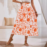 Toloer Hot Selling Independent Research And Development Dress In The United States Station Print Casual Waist Clear Fresh Air Skirt-Outfit
