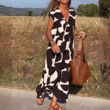 Ladies Style V-Neck Loose Waist Dress 2025 Summer Fashion New Set Long