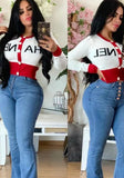 Spring O-Neck Long Sleeve Letter Print