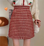 Gingham Plaid High Waist Mini Pencil Skirt-Outfit