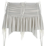 Toloer Fold Irregular Design Sense Low Waist Solid Color Net Gauze Skirt New Y2K Hot Girls Wear-Outfit