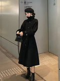 Lady Woolen Coat Women's Long 2021 Fashion Popular Autumn And Winter New Hepburn Style Stand Collar Korean Woolen