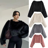 Women's Clothing 2025 Winter New Artificial Fur Effect Short Long-Sleeved Jacket Environmental Protection Fur