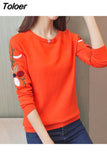 Slim Pullover Sweater Women 2023 Autumn Winter Floral Embroidery Knitted Jumper Female Knitwear Clothes Gray