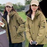 Thick Warm Outdoor Assault Jacket And Cotton Coat Female 2024 New Autumn And Winter Cotton-Padded Jacket Couples Work Clothes Cotton-Padded Clothes-Outfit