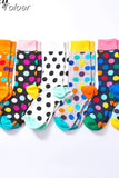 Harajuku Colorful Dot Printed Socks Men Women Casual Geometry Short Socks Funny Socks Female Combed Cotton