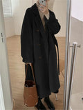 oversize long coat with lapel collar and