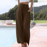 Cotton And Linen Drawstring Casual Trousers
