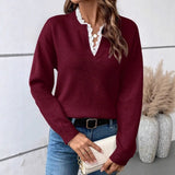 2025 New Colored Knitted Shirt Women's Autumn Winter Leopard Tard New V-Necked