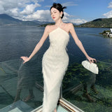 Toloer Neck Dress Female Summer Tassel Small Crowd Sexy Slim Temperament Socialite Dress