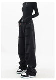 and autumn plus size women embroidered straight jeans loose slim high waist floor mopping wide leg pants baggy jeans-Outfit