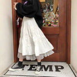And Summer New Korean Version Of The College Wind Mesh Splicing Skirt Half-Bred Mid-Long A-Skirt