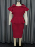 Women's Bow Bow Lotus Leaf Dress Banquet Party High Waist Dress