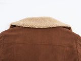 Corduroy Turn-down Collar Fur Lining Jacket-Outfit