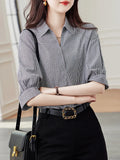 Toloer Casual Design Cotton Checker Shirt 2025 Summer New Collar Short-Sleeved Shirt Women's New
